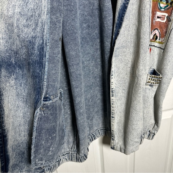 Vintage 80s Charle Casuals California Embellished Denim Jacket Acid 1980s Artsy - Picture 14 of 16